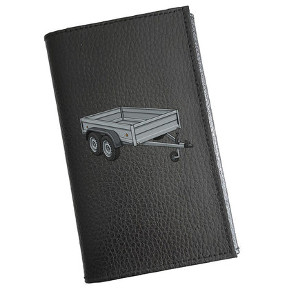 Étui Carte Grise en Cuir Noir Personnalisé Remorque – Nom en option