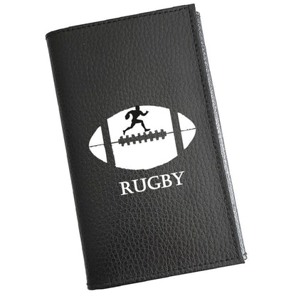 Etui Porte carte grise en cuir noir personnalisé Ballon de Rugby