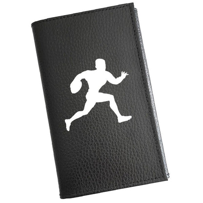 Porte carte grise en cuir noir personnalisé Joueur de Rugby