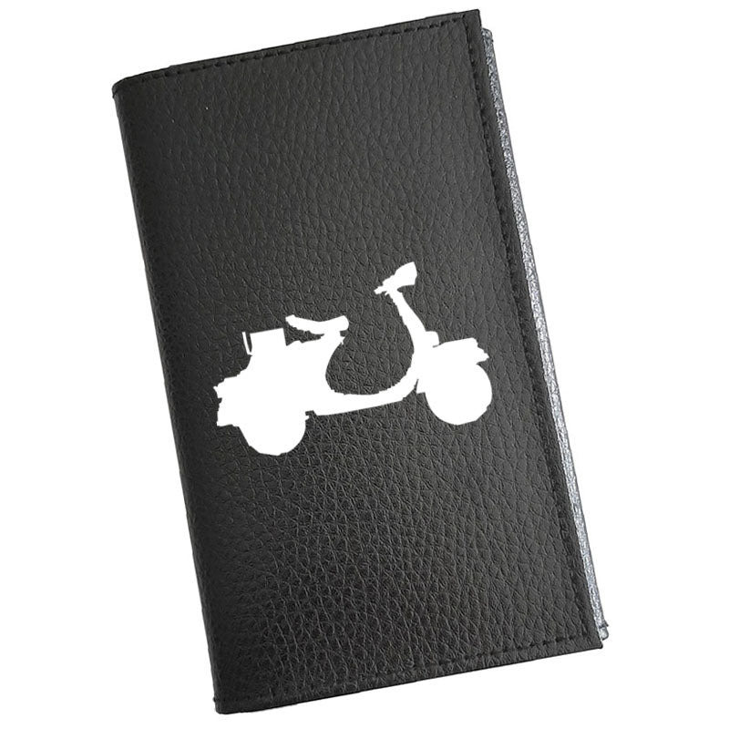 Porte carte grise en cuir noir personnalisé Scooter