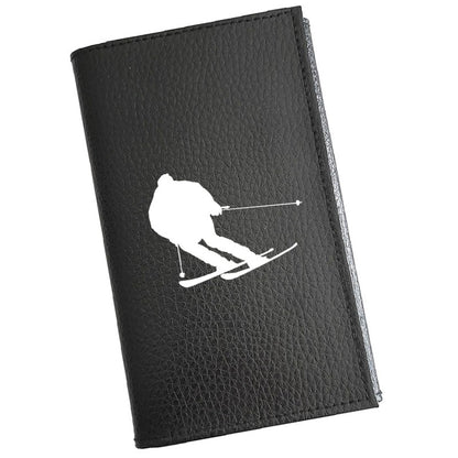 Porte carte grise en cuir noir personnalisé Ski