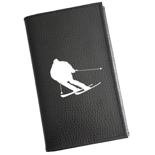 Porte carte grise en cuir noir personnalisé Ski