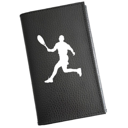 Porte carte grise en cuir noir personnalisé Joueur de Tennis