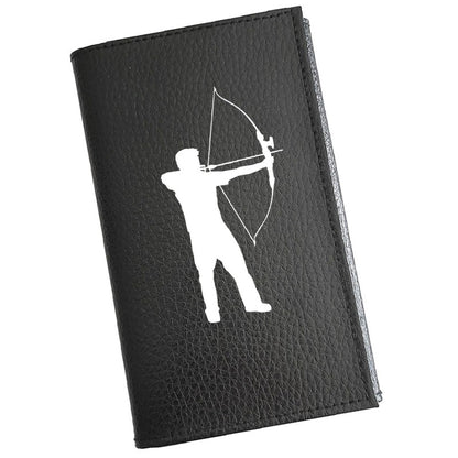 Porte carte grise en cuir noir personnalisé Tir à l'Arc