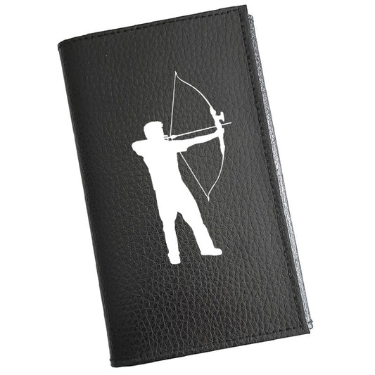 Porte carte grise en cuir noir personnalisé Tir à l'Arc