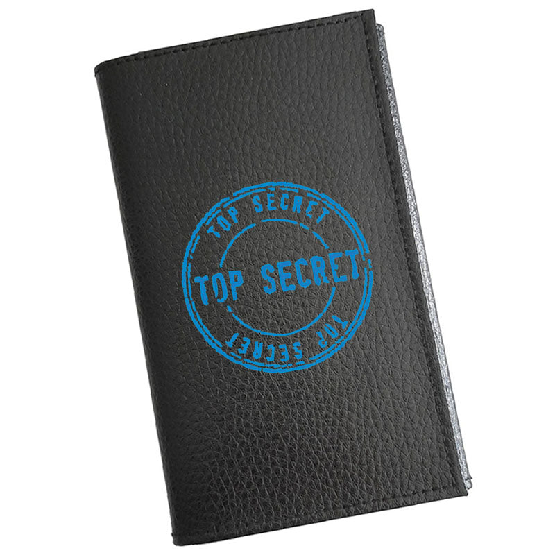 Porte carte grise en cuir noir personnalisé Top Secret
