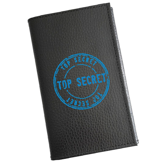 Porte carte grise en cuir noir personnalisé Top Secret