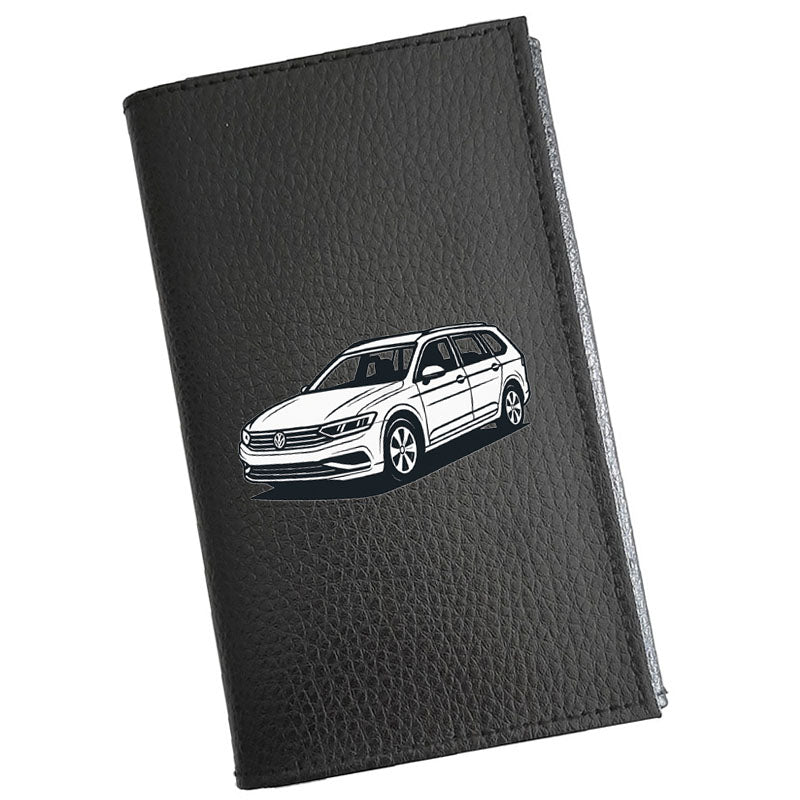 Etui Porte carte grise en cuir noir personnalisé Voiture - prénom en option