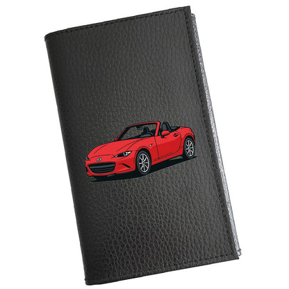 Etui Porte carte grise en cuir noir personnalisé Voiture - prénom en option