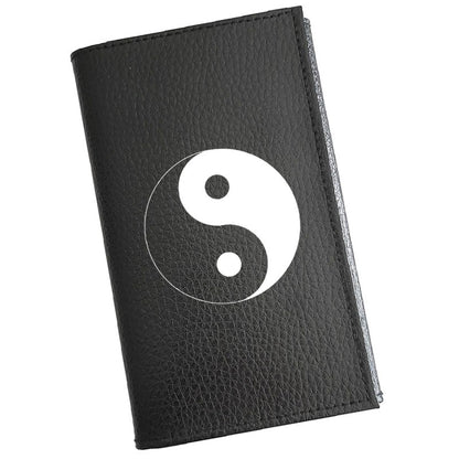 Porte carte grise en cuir noir personnalisé Ying-Yang