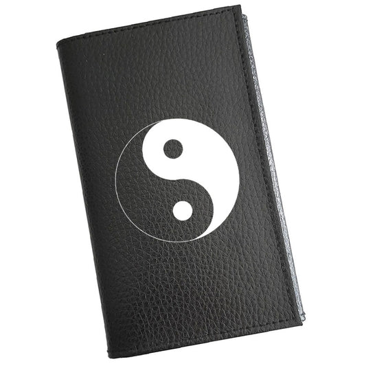 Porte carte grise en cuir noir personnalisé Ying-Yang