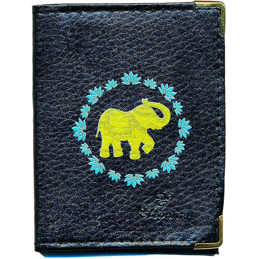 Etui porte carte bancaire et fidélité en Cuir noir Éléphant