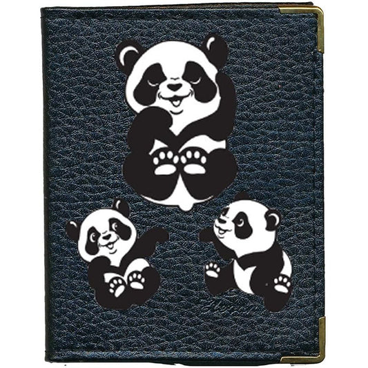Etui porte carte bancaire et fidélité en Cuir noir Panda