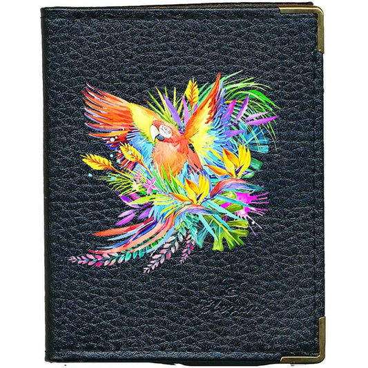 Etui porte carte bancaire et fidélité en Cuir noir Perroquet