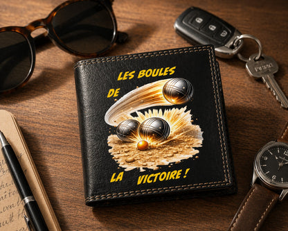 Petit Portefeuille porte monnaie noir pour Homme personnalisé Tir Sous Pression Pétanque (Copie)