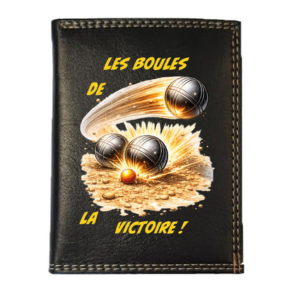 Petit Portefeuille porte monnaie noir pour Homme personnalisé Tir Sous Pression Pétanque (Copie)
