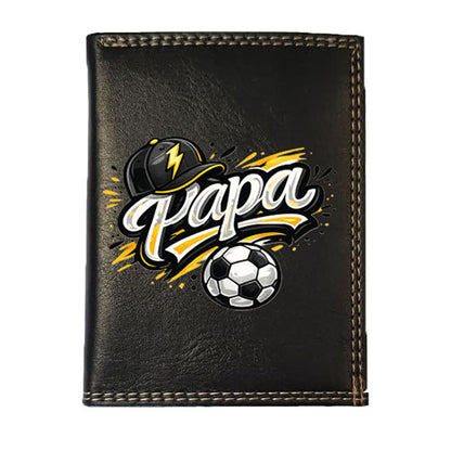 Petit Portefeuille Homme noir avec Porte Monnaie Personnalisé Foot Papa Fete des Pères