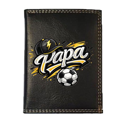 Petit Portefeuille Homme noir avec Porte Monnaie Personnalisé Foot Papa Fete des Pères