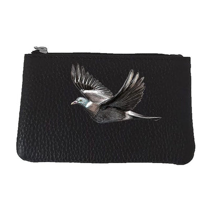 Petit Porte monnaie avec porte clés  en Cuir noir pour Homme Chasse Palombe