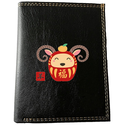 Petit Portefeuille et carte noir en Simili Cuir personnalisé avec Signe chinois Daruma