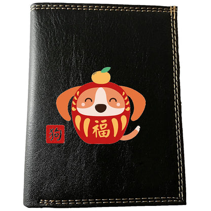Petit Portefeuille et carte noir en Simili Cuir personnalisé avec Signe chinois Daruma