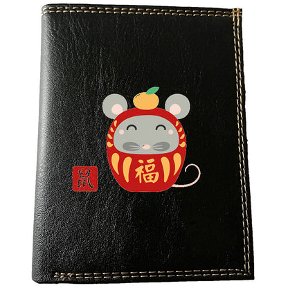 Petit Portefeuille et carte noir en Simili Cuir personnalisé avec Signe chinois Daruma
