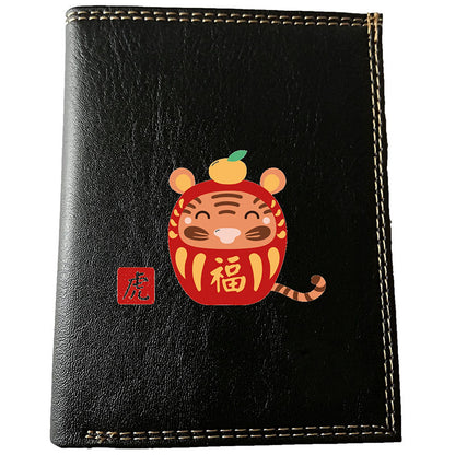 Petit Portefeuille et carte noir en Simili Cuir personnalisé avec Signe chinois Daruma