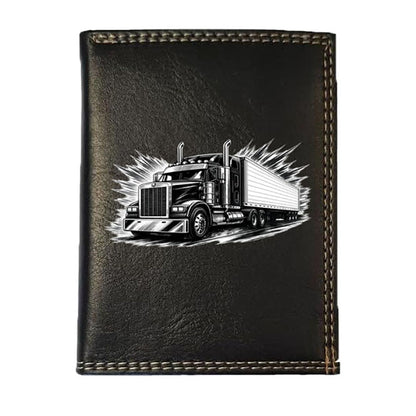 Petit Portefeuille porte monnaie noir pour Homme personnalisé Camion Poids Lourds