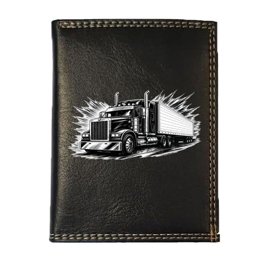 Petit Portefeuille porte monnaie noir pour Homme personnalisé Camion Poids Lourds