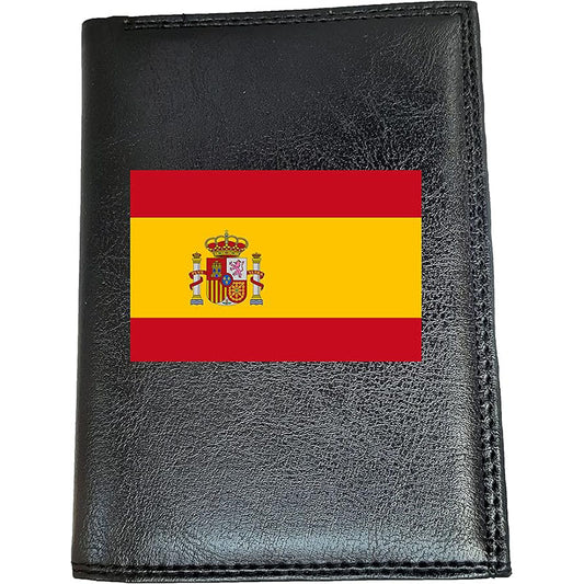 Portefeuille noir en simili cuir pour homme personnalisé Drapeau Espagne