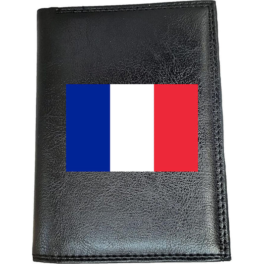 Portefeuille noir en simili cuir pour homme personnalisé Drapeau de France