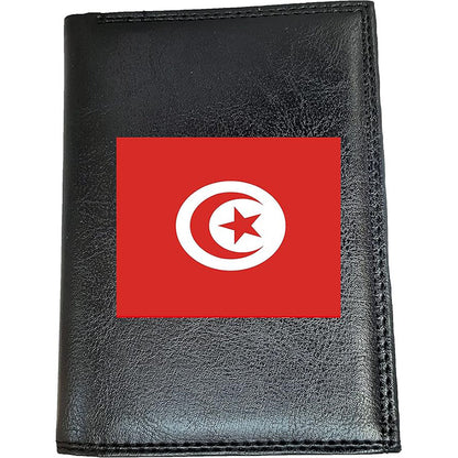 Portefeuille noir en simili cuir pour homme personnalisé Drapeau de Tunisie