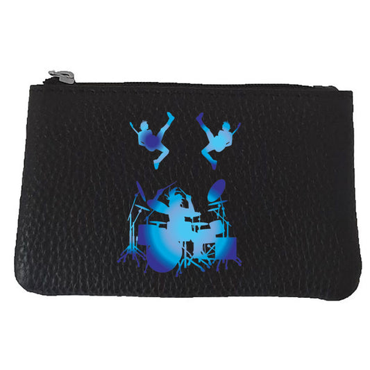 Petit porte monnaie avec porte clés  en Cuir noir pour Homme personnalisé Musique