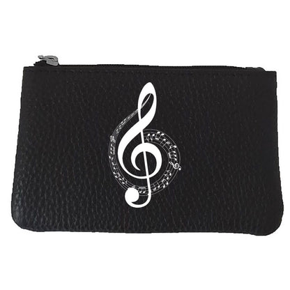 Petit porte monnaie avec porte clés  en Cuir noir pour Homme personnalisé Sol Musique
