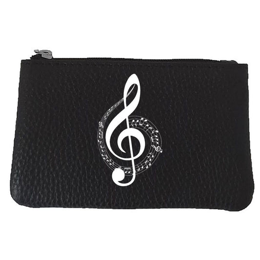 Petit porte monnaie avec porte clés  en Cuir noir pour Homme personnalisé Sol Musique
