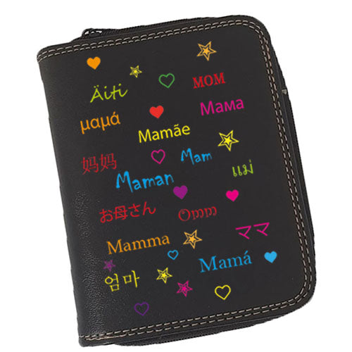 Porte-Monnaie & Porte-Cartes Femme – Personnalisé Maman Pays – Simili Cuir Noir