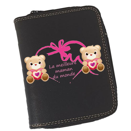 Porte-Monnaie & Porte-Cartes Femme – Personnalisé La Meilleure Maman – Simili Cuir Noir