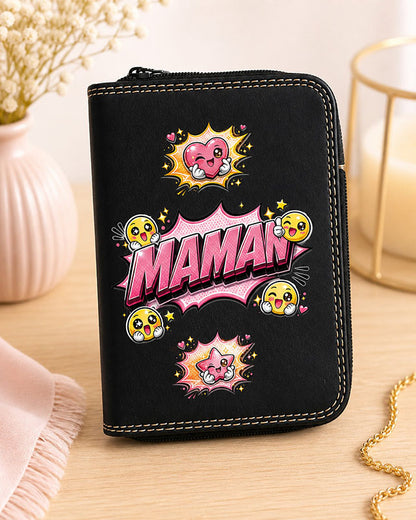 Porte-Monnaie & Porte-Cartes Femme – Personnalisé Style BD – Simili Cuir Noir
