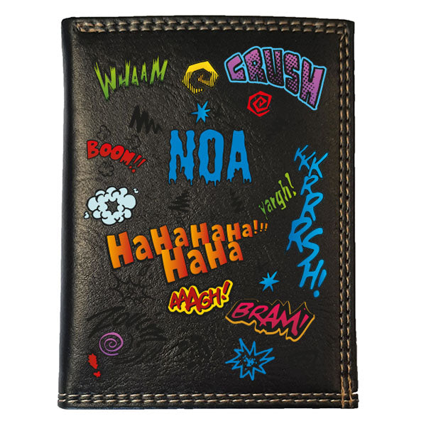 Petit Portefeuille Homme noir avec Porte Monnaie Personnalisé Ha ha