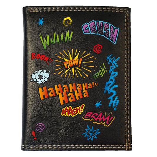 Petit Portefeuille Homme noir avec Porte Monnaie Personnalisé Ha ha