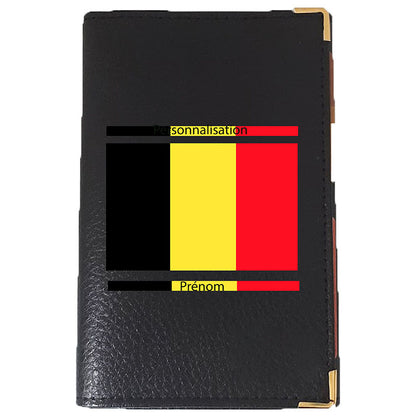 Porte Carte Grise en Cuir Personnalisé avec le Drapeau de Belgique