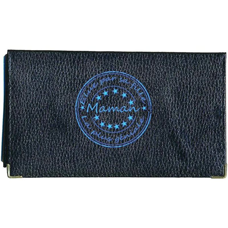 Porte chéquier et carte en cuir noir pour maman personnalisé Elu pas sa fille