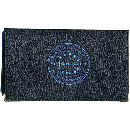 Porte chéquier et carte en cuir noir pour maman personnalisé Elu pas ses enfants