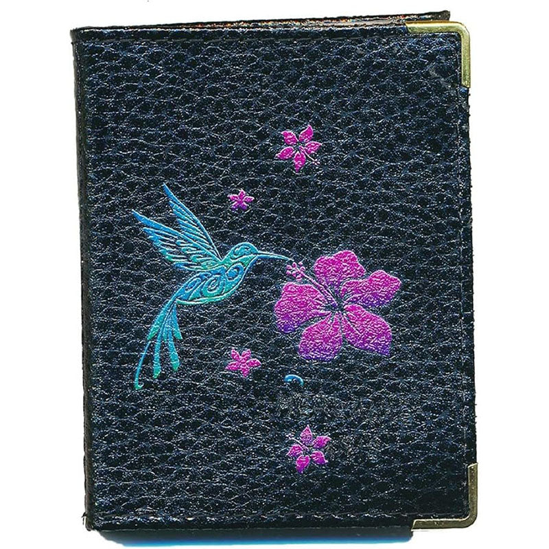 Etui porte carte bancaire et fidélité en Cuir noir personnalisé Colibri