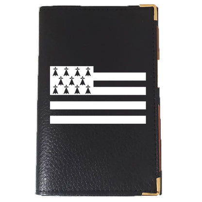 Etui Porte Carte Grise en Cuir noir personnalisé drapeau Bretagne