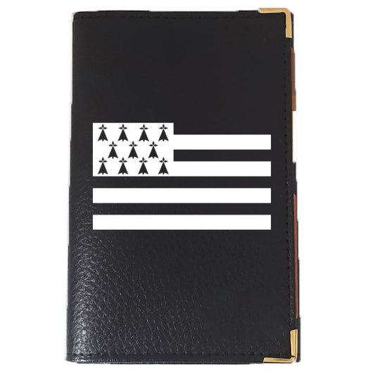 Etui Porte Carte Grise en Cuir noir personnalisé drapeau Bretagne