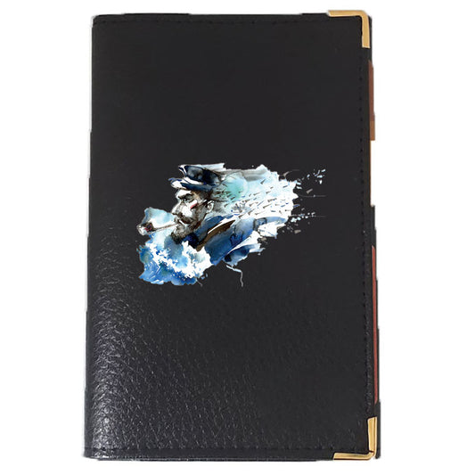 Etui Porte Carte Grise en Cuir noir pour Homme personnalisé Mer Marin