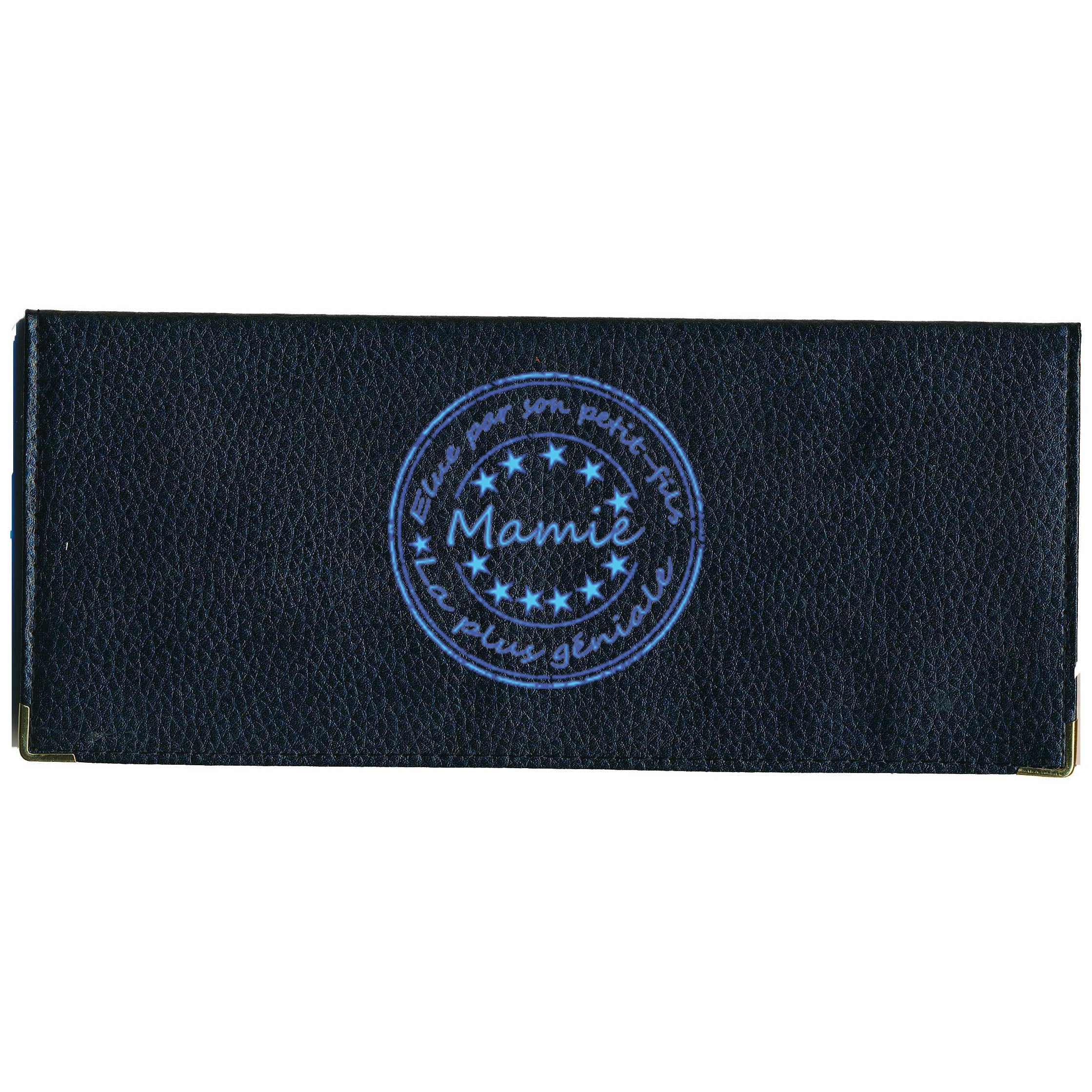 Porte-chéquier Long En Cuir Noir Personnalisable – Avec Prénom, 4 Compartiments Cartes – Pour Femme