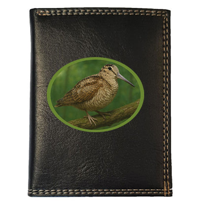 Petit Portefeuille Homme noir avec Porte Monnaie Personnalisé Bécasse
