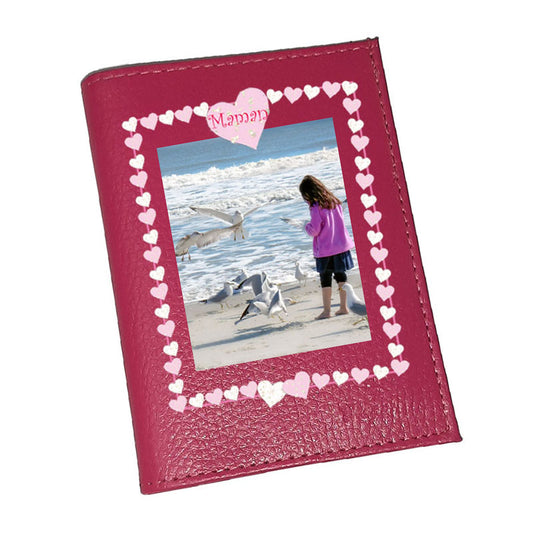 Portefeuille personnalisé en Cuir avec Votre Photo Coeur rose Cadeau Fête des Mères